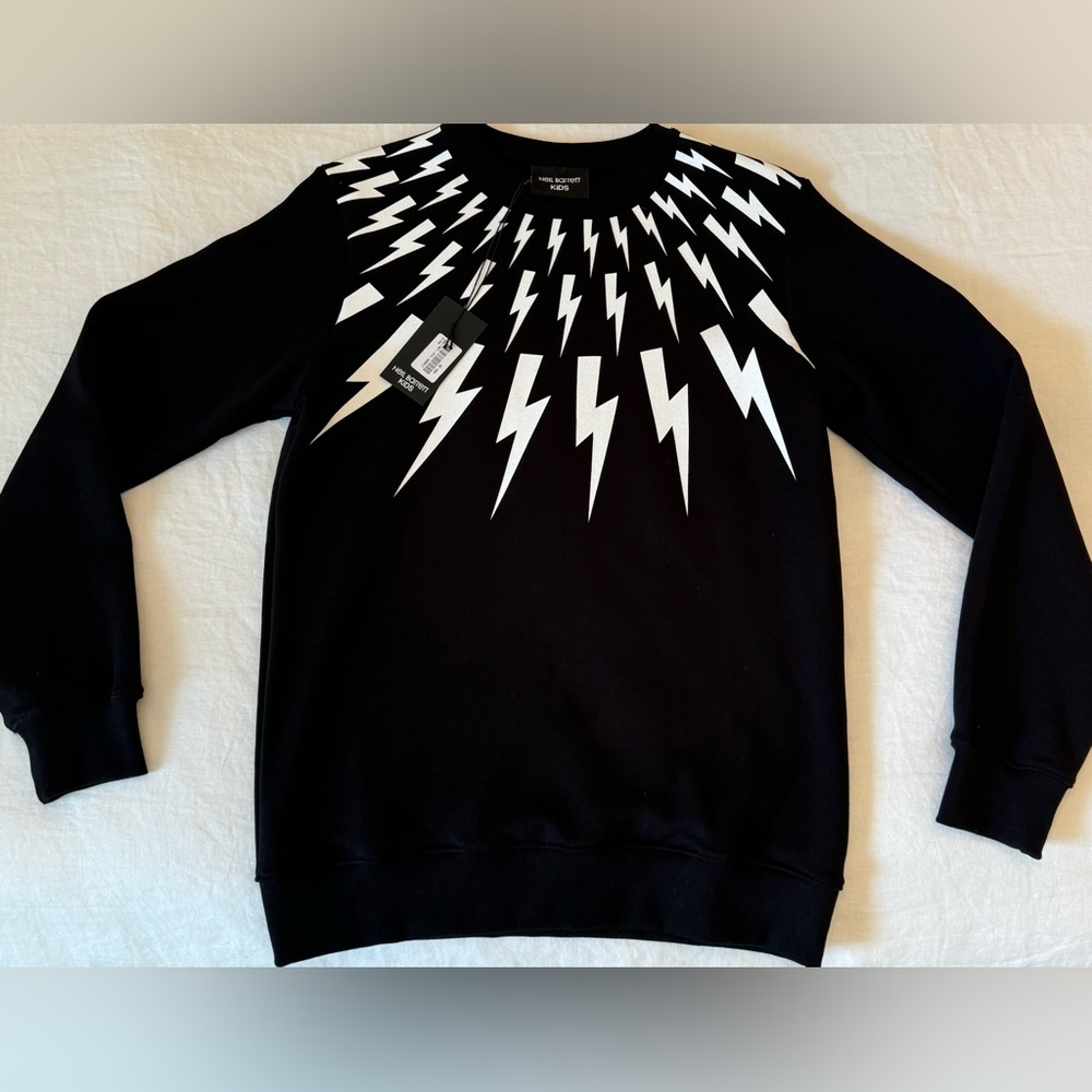 Neil Barrett Kids black Lightning Sweatshirt - David Rose Schitts Creek- Boys 14